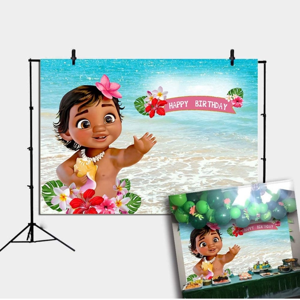 Baby Moana,Happy Birthday Backdrop, used once
